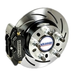 Strange Pro Series Rear Brake Kit For Mopar Housing Ends â€“ Includes Axle Bearings With Slotted Rotors, Four Piston Calipers & Soft Metallic Pads