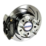 Strange Pro Series Rear Brake Kit For OEM Small GM Ends with Strange Eliminator Kit With Slotted Rotors, Four Piston Calipers & Soft Metallic Pads